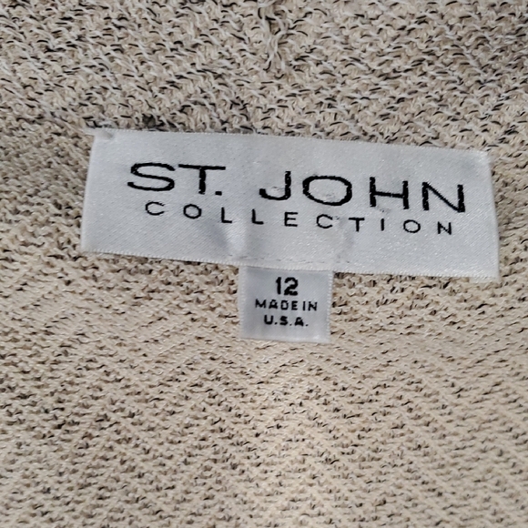 St. John Beige Textured Jacket Sz 12 - Picture 12 of 17